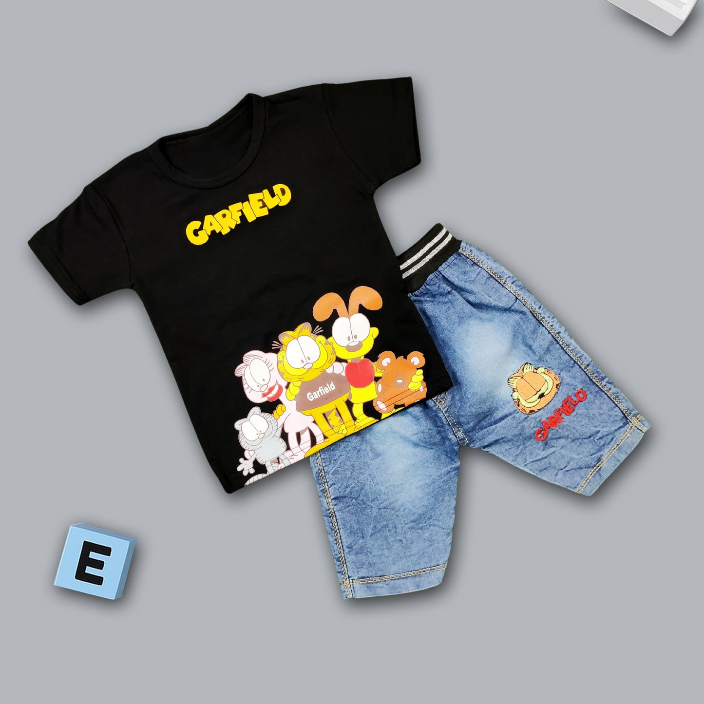 Boys Cartoon Character T-Shirt & Denim Shorts Set