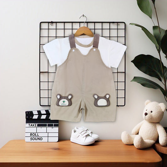 Cute Bear Dungaree and T-Shirt Combo