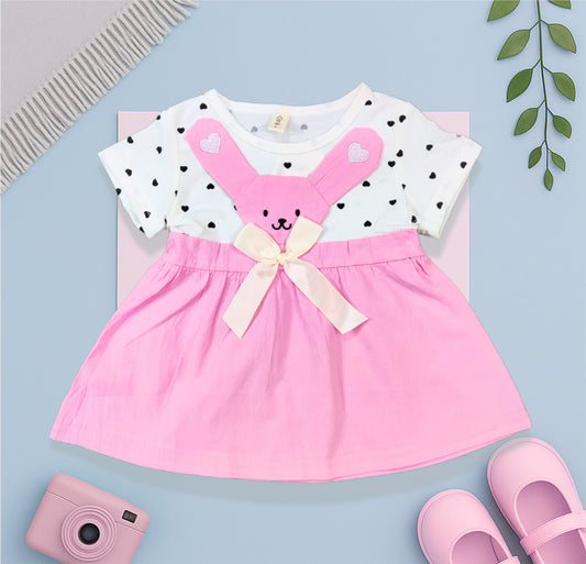 Pink Polka Dot Bunny Dress for Baby Girls